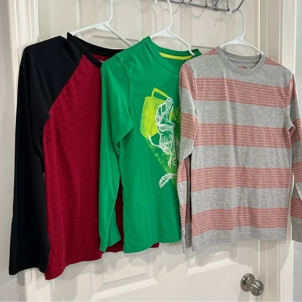 GAP, Cat & Jack Boys Long Sleeve Graphic, Striped, Raglan Tee Shirt Bundle Sz L